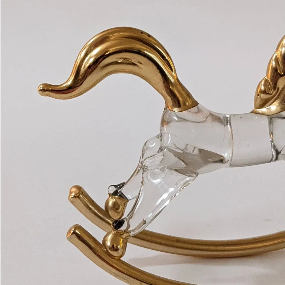 Vintage Crystal‎ & Gold Rocking Horse Small Figurine